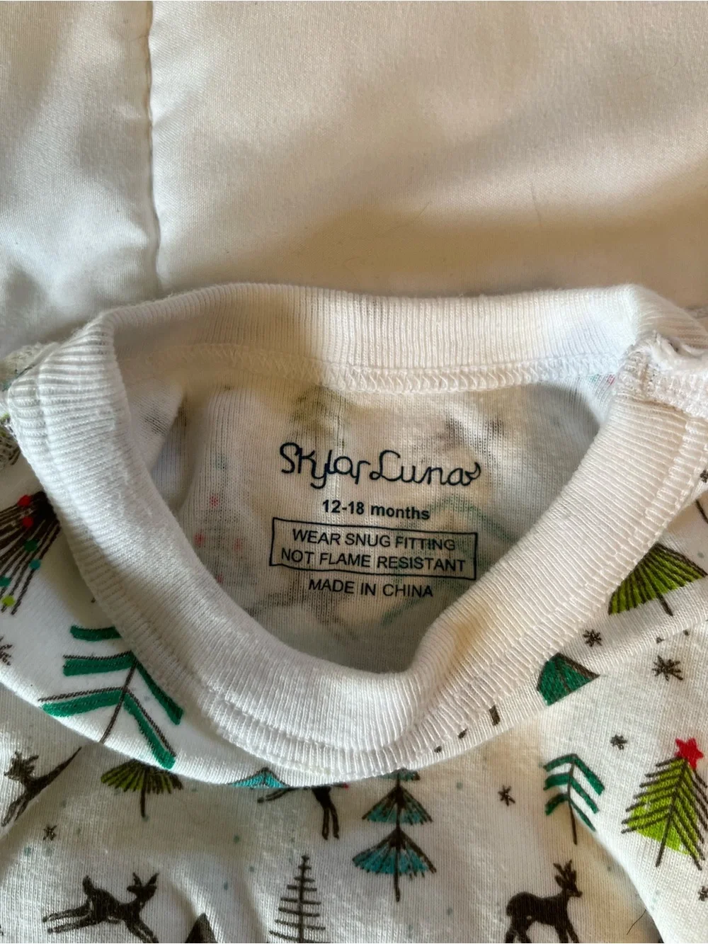 Kids White Woodland Moose & Tree Pajama Set - Cozy Sleepwear